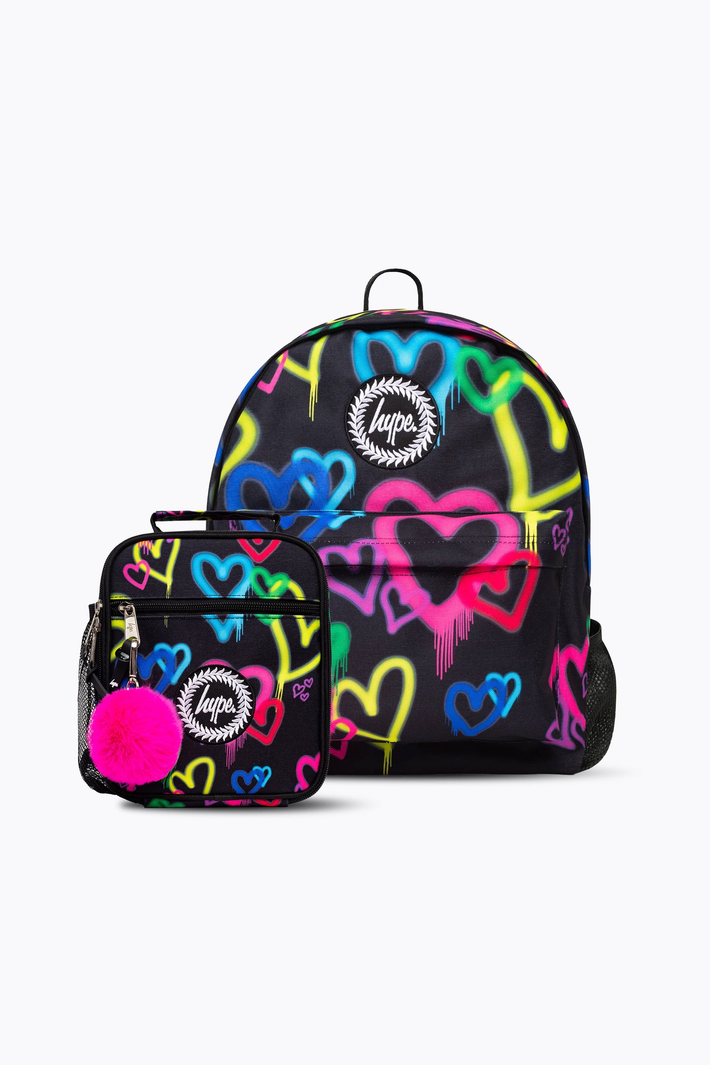 Hype Girls Black Graffiti Heart Backpack & Lunch Bag Bundle