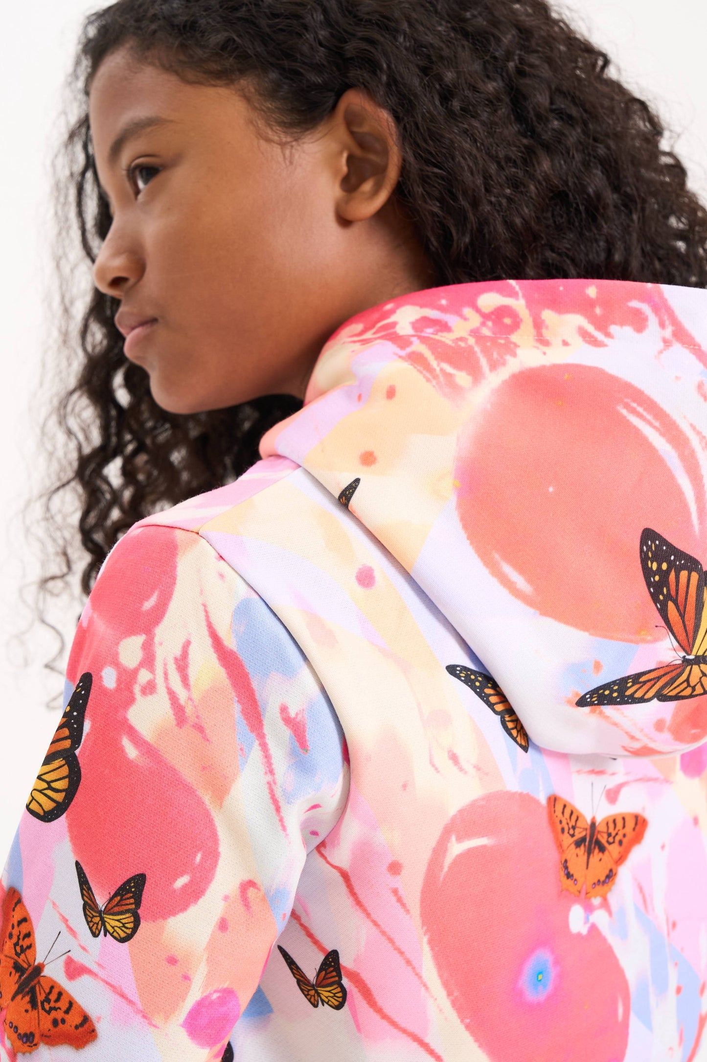 Hype Girls Pink Marble Wave Butterfly Hoodie