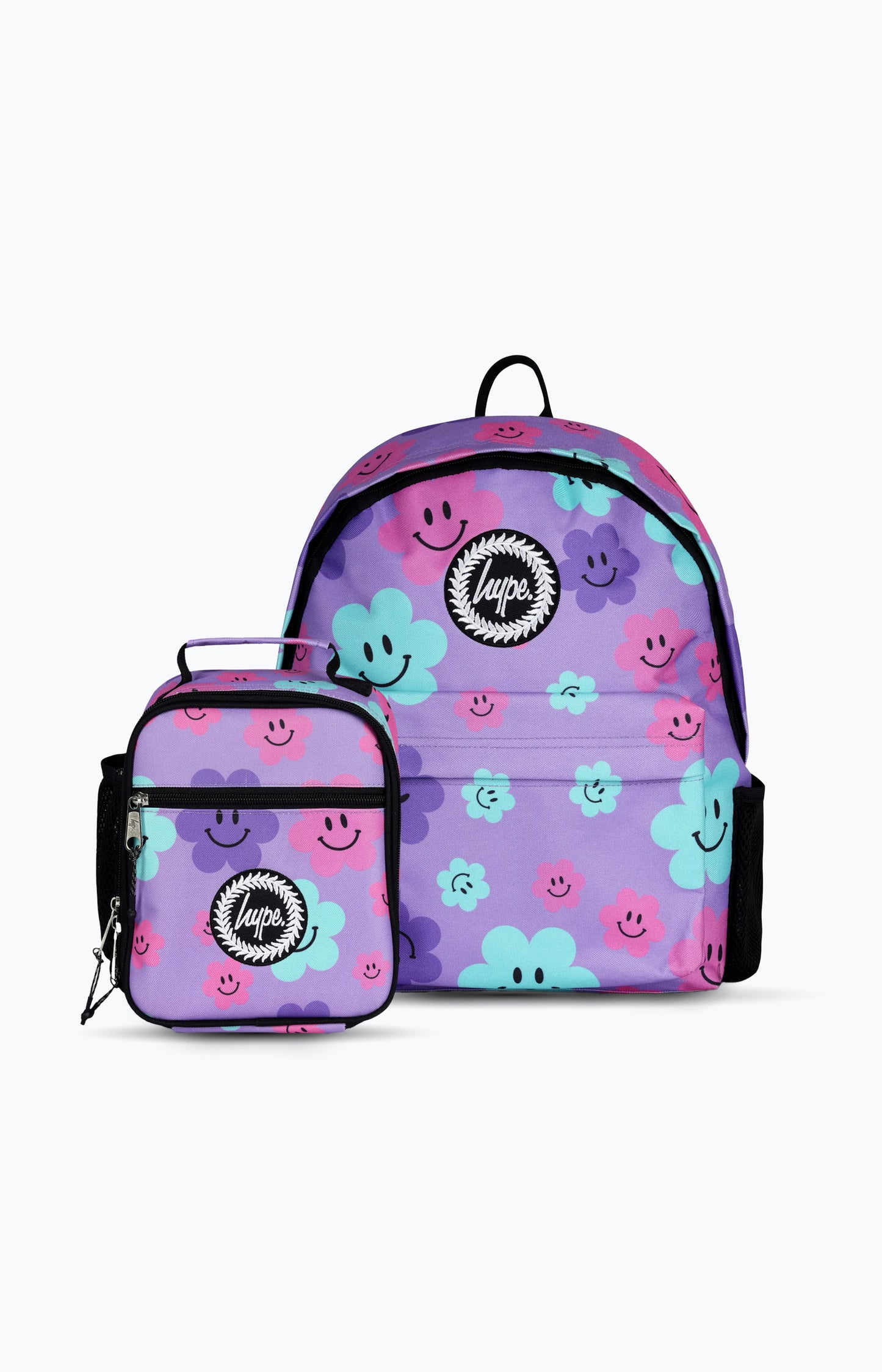 Hype Unisex Purple Happy Flowers Backpack & Lunchbag Bundle