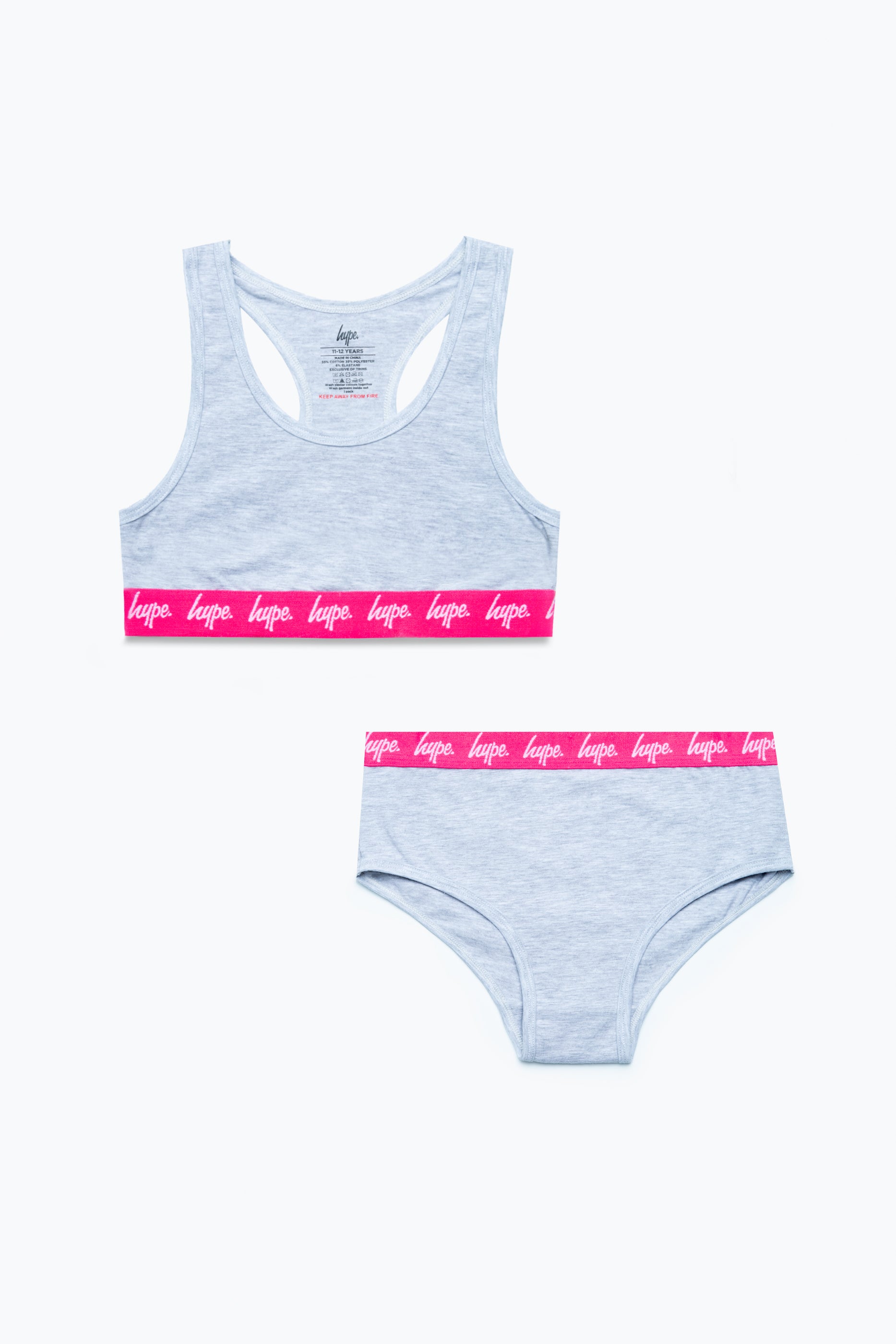Calvin Klein Girls Logo Underwear Set in Pink & Grey