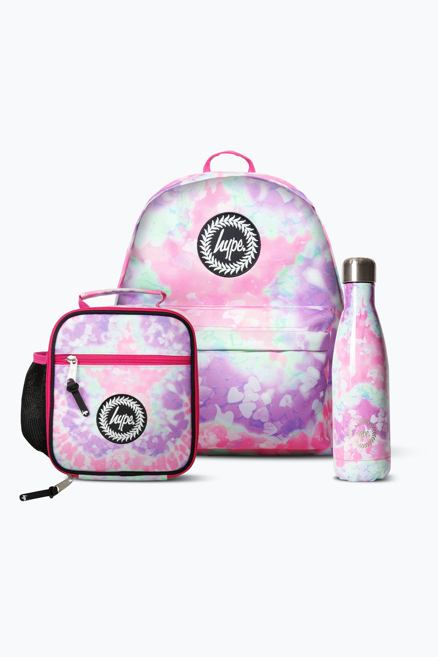 Hype Girls Pink Tie Dye Star Backpack, Lunchbag & Bottle Bundle