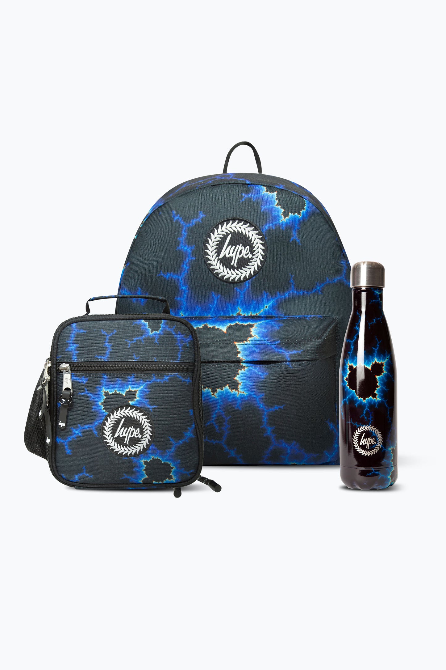 Hype Boys Blue Lightning Backpack, Lunchbag & Bottle Bundle