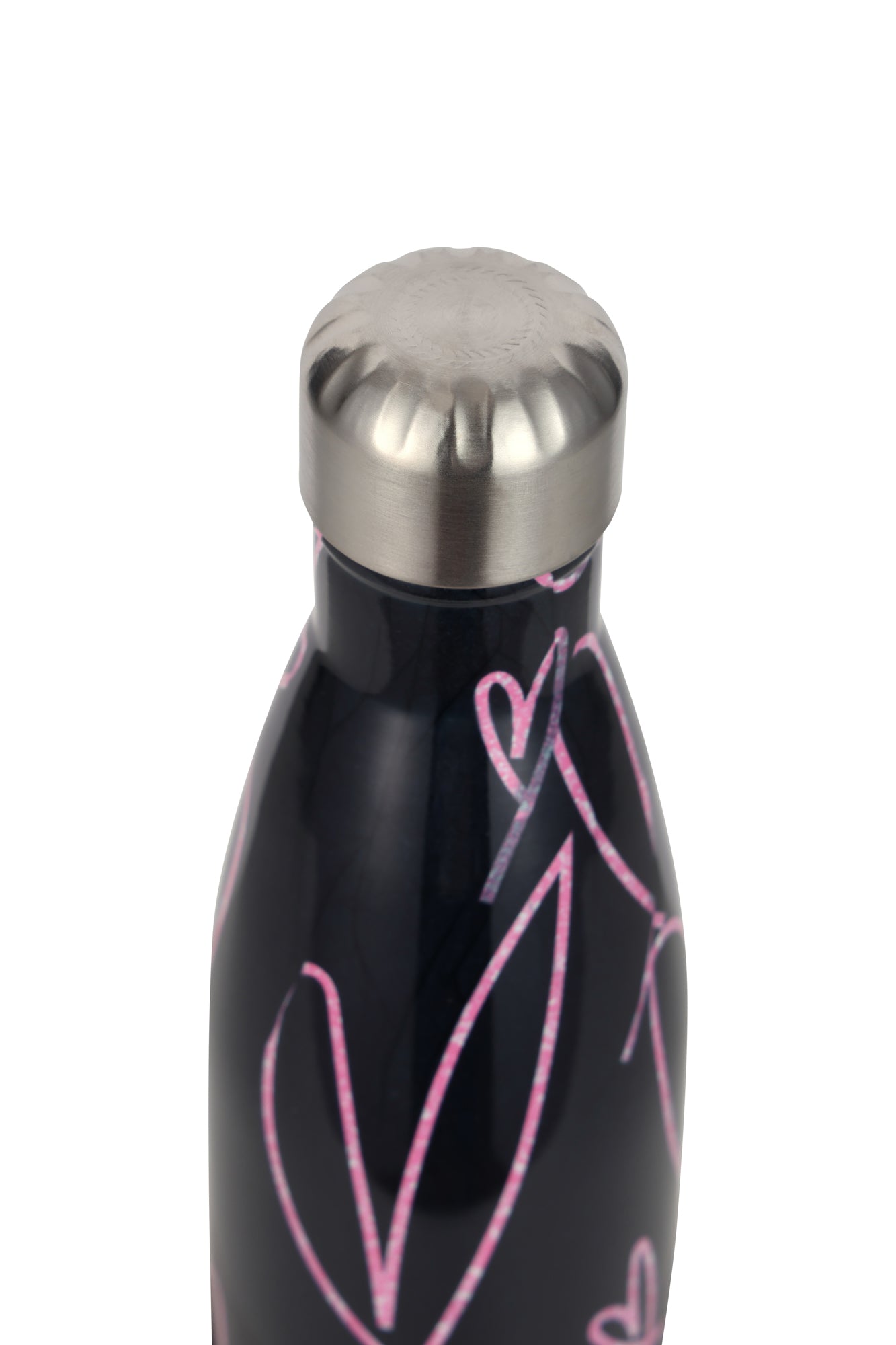 Hype Girls Black/Purple Glitter Scribble Hearts Thermal Water Bottle