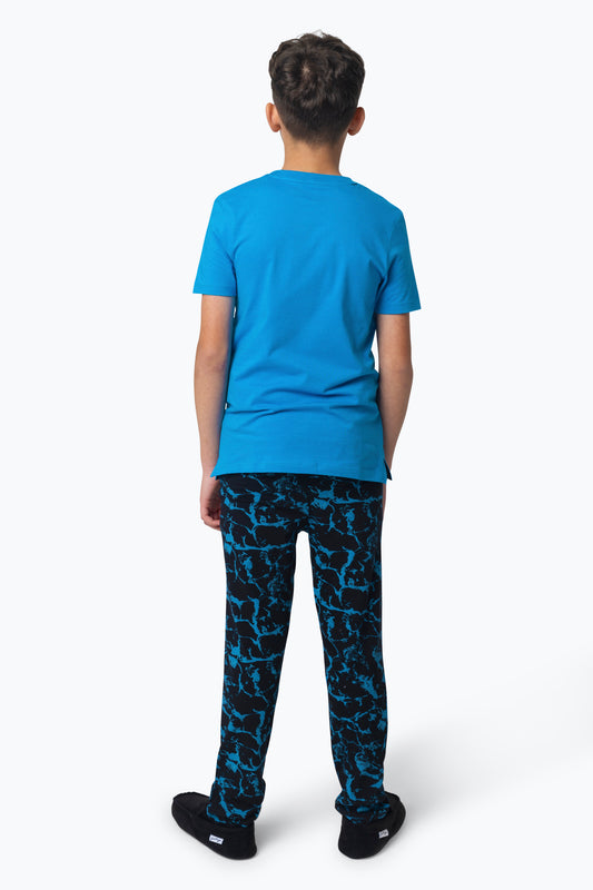 1PACK BOYS HYPE T-SHIRT & LONG PANT WATER PJ SET BLACK BLUE