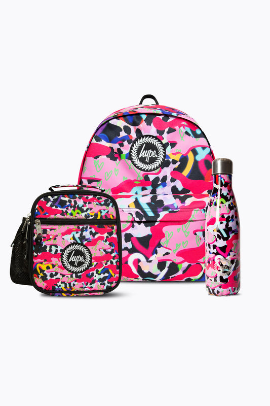 Hype Girls Pink Patterns Backpack, Lunchbag & Bottle Bundle