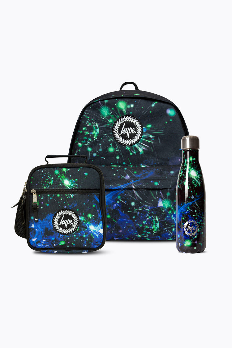 HYPE BOYS BLACK COSMOS BACKPACK, LUNCHBAG & BOTTLE BUNDLE