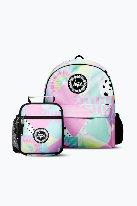 Hype Girls Pink Pastel Collage Backpack & Lunch Bag Bundle