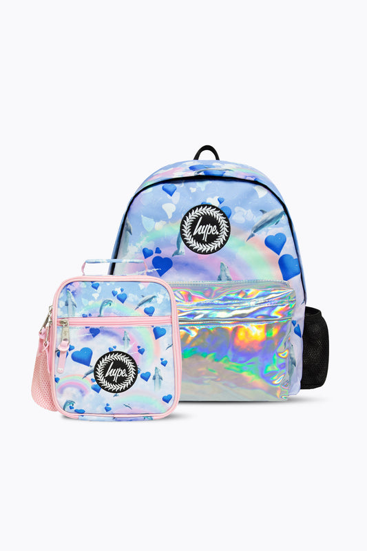 Hype Girls Rainbow Dolphins Backpack & Lunch Bag Bundle