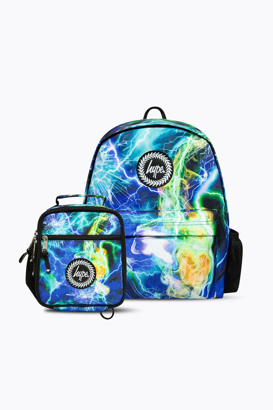 Hype Boys Blue Lightning Storm Backpack & Lunch Bag Bundle