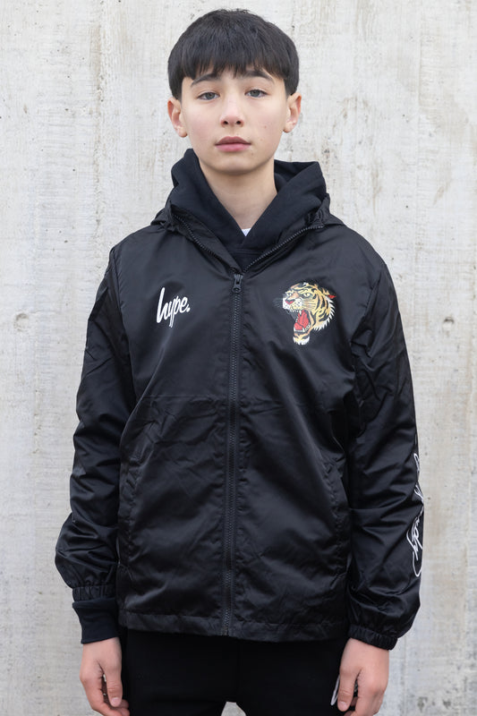 Hype X Ed Hardy Boys Lightweight Hooded Black Jacket