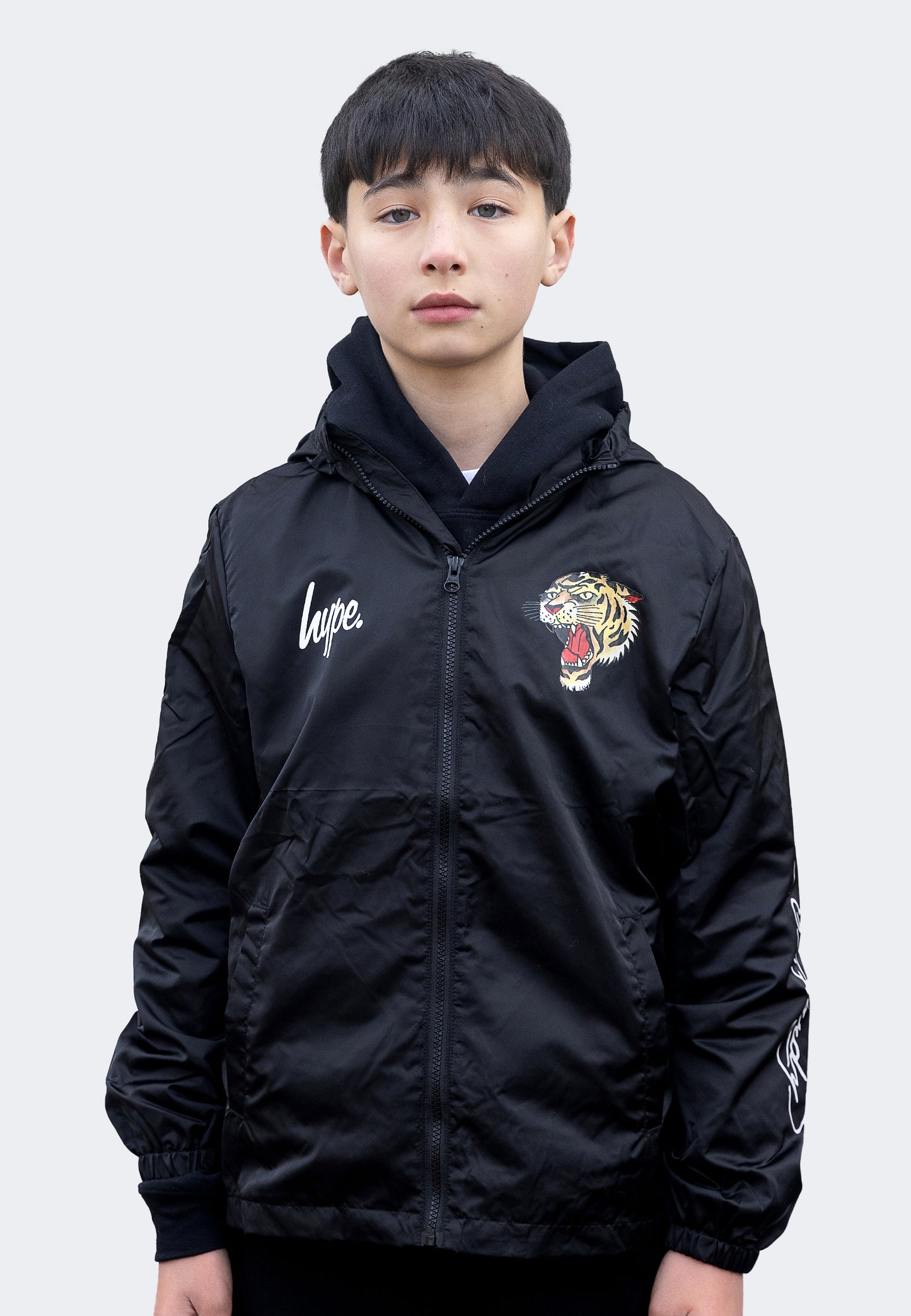 Hype X Ed Hardy Boys Lightweight Hooded Black Jacket