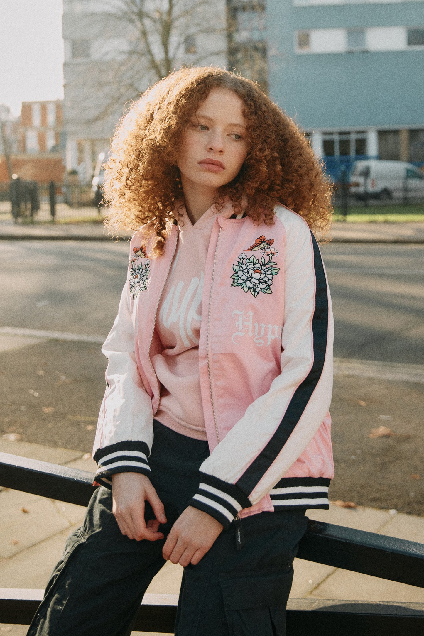 Hype X Ed Hardy Girls Pink Jacket Floral Souvenir Jacket