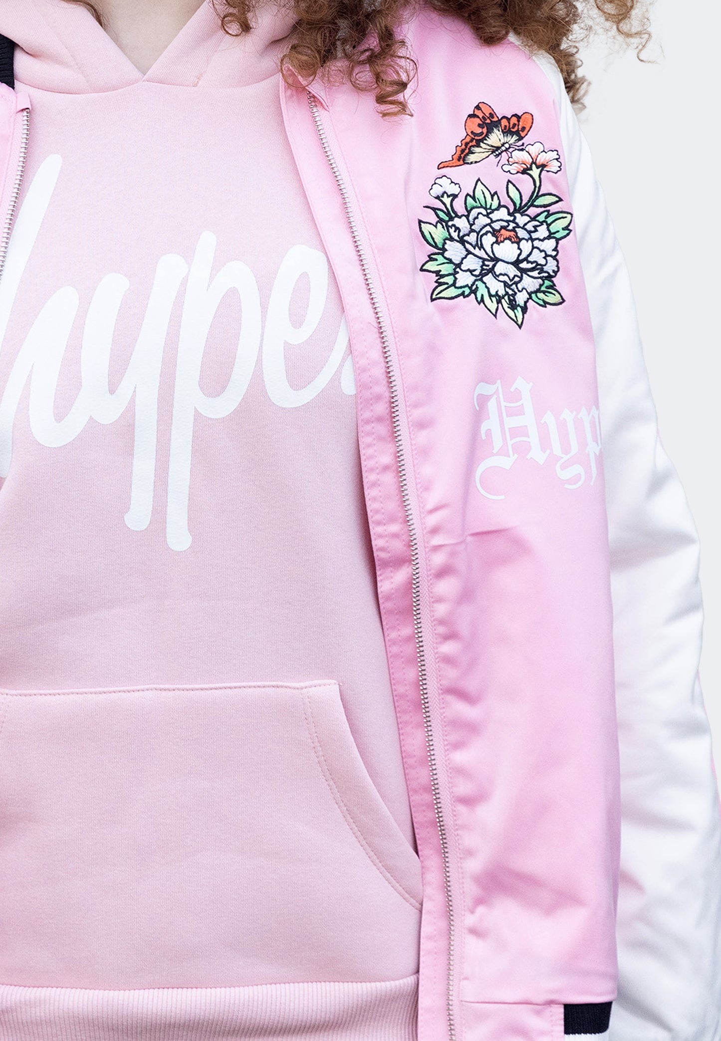 Hype X Ed Hardy Girls Pink Jacket Floral Souvenir Jacket