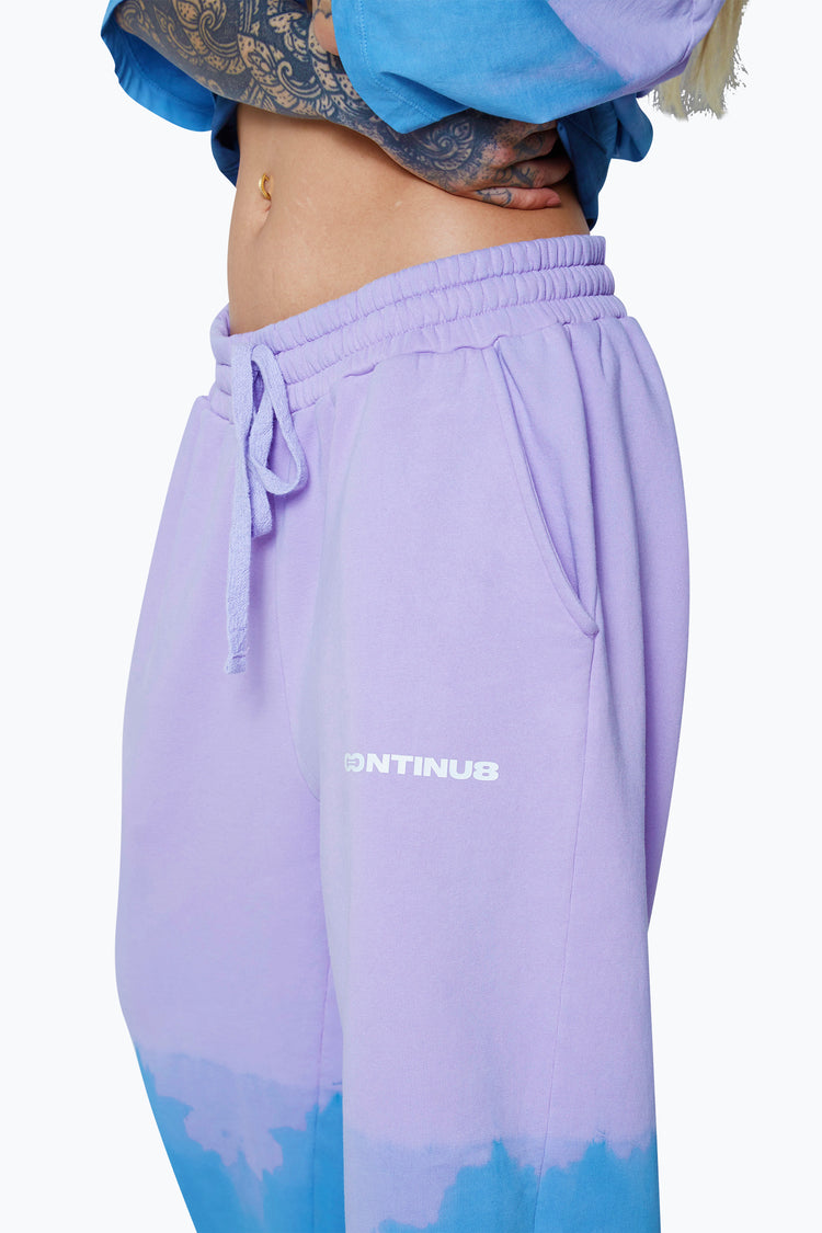 CONTINU8 UNISEX PURPLE / BLUE TIE-DYE BOXY JOGGERS