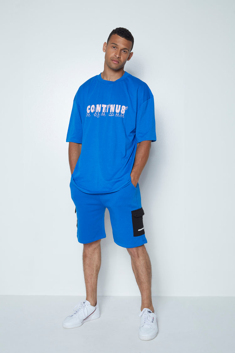 CONTINU8 UNISEX COBALT NOVELTY BOXY T-SHIRT