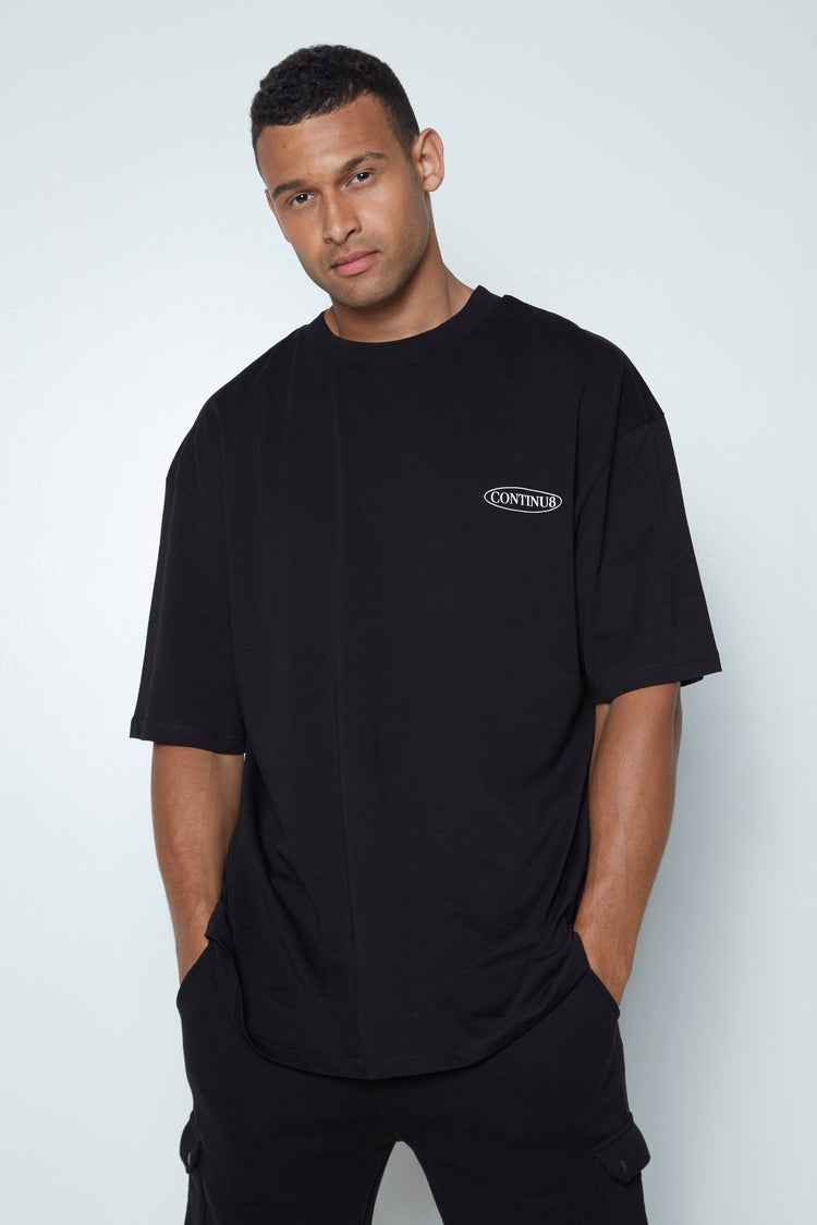 CONTINU8 UNISEX BLACK COLOUR BLOB BOXY T-SHIRT