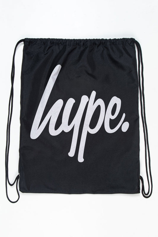 HYPE UNISEX BLACK SCRIPT DRAWSTRING BAG