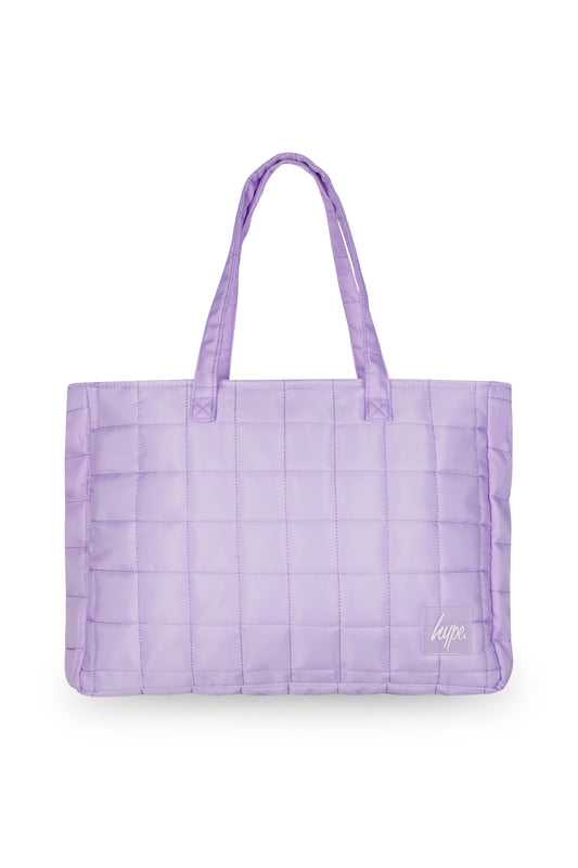 Hype Girls Purple Square Patch Quilted Tote Bag