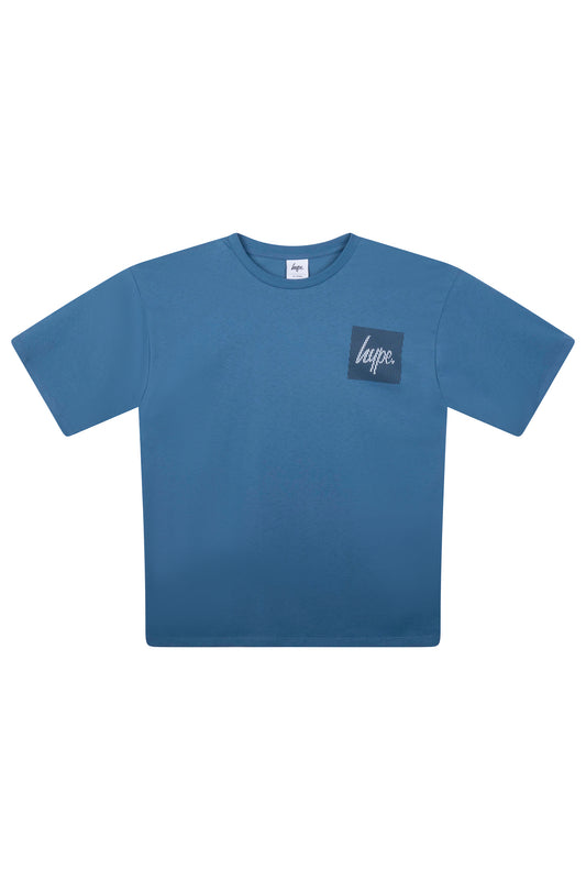 Hype Boys Blue Square Line Script T-Shirt