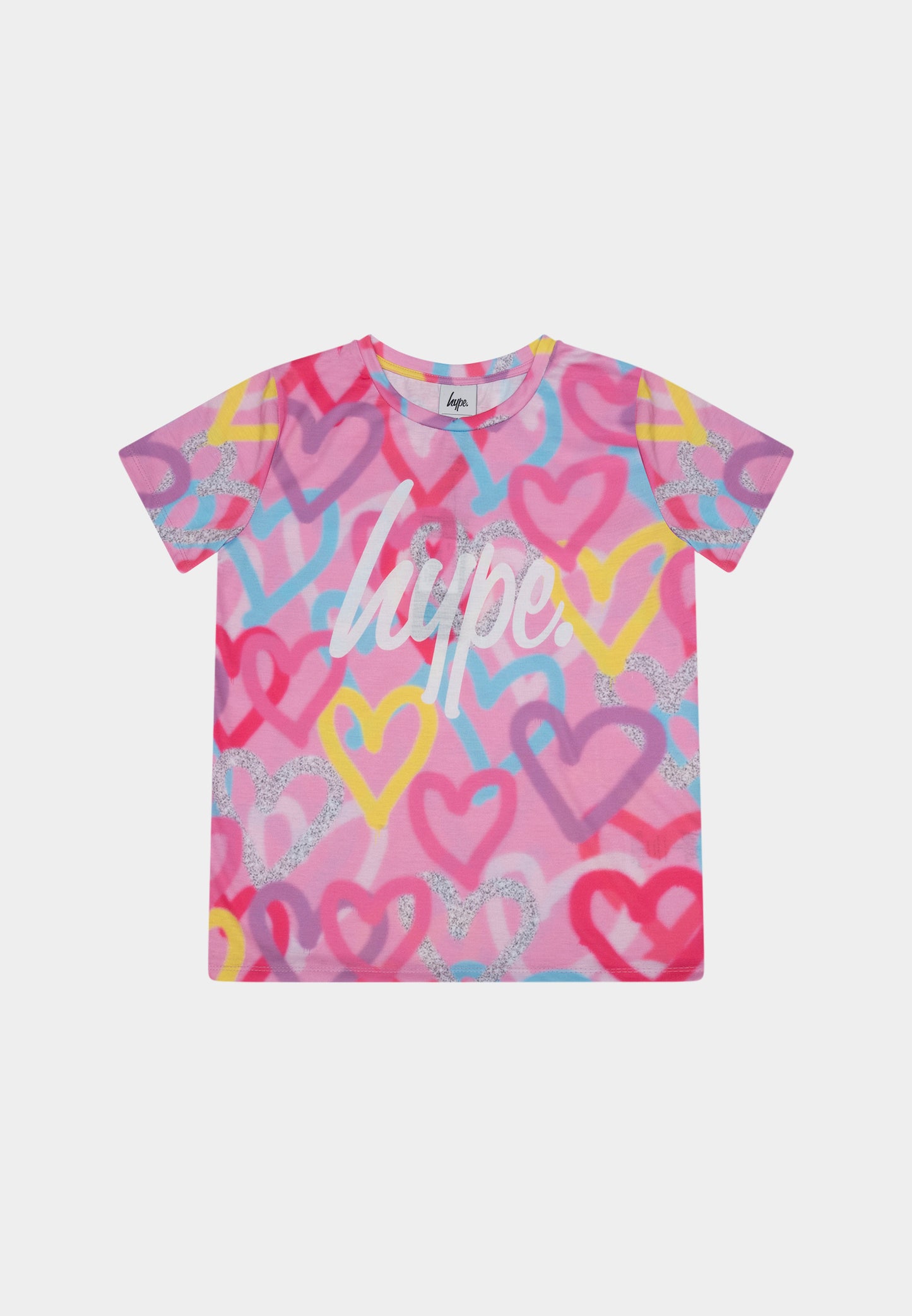 Hype Girls Pink Graffiti Hearts T-Shirt