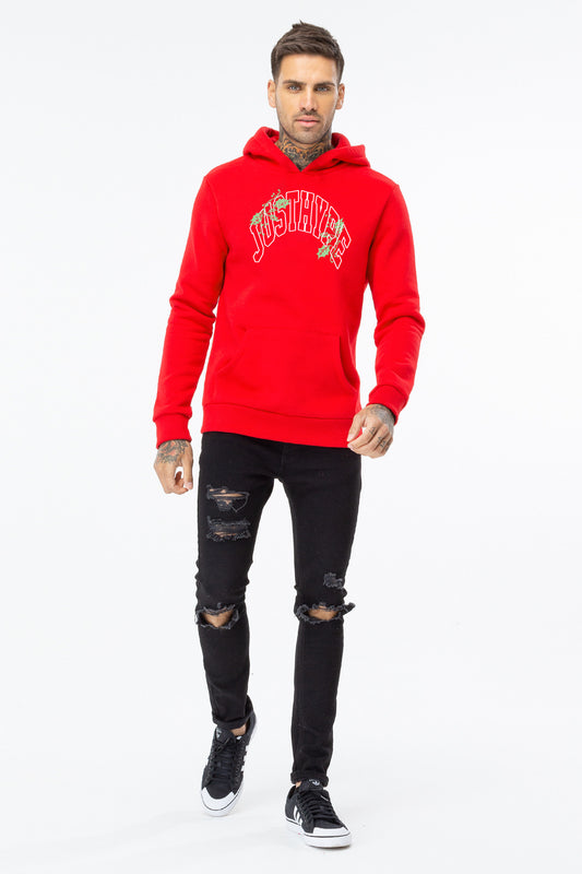 HYPE ADULTS RED XMAS HOLLY HOODIE