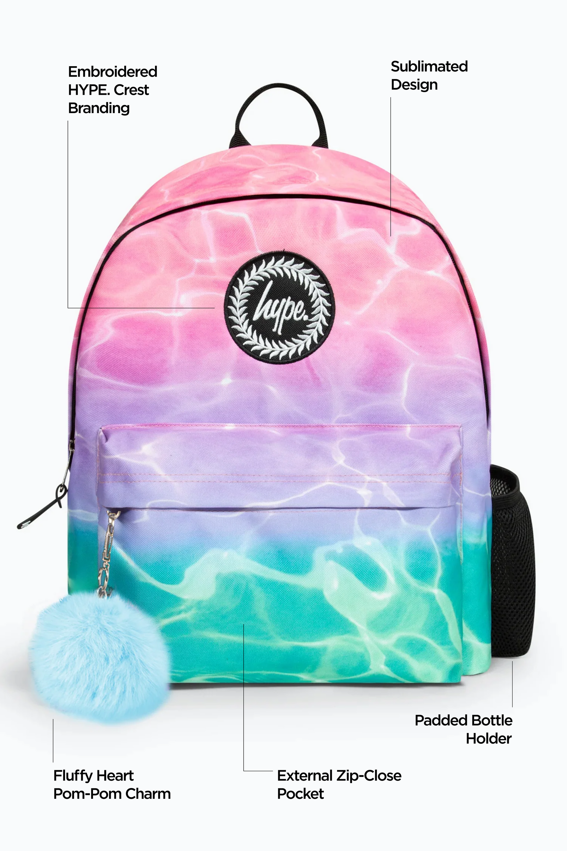 Hype Pink/Turquoise Pastel Pool Iconic Girls School Backpack
