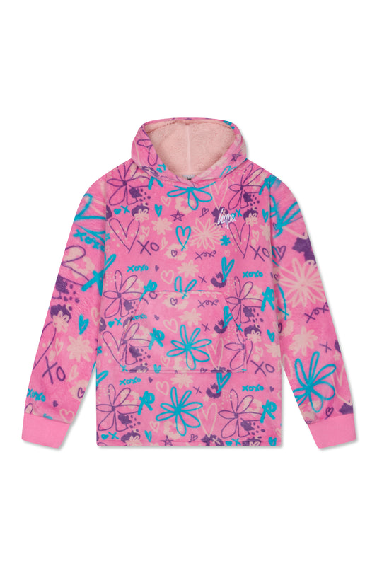 Hype Girls Scribble Oversized Fleece Blanket Hoodie