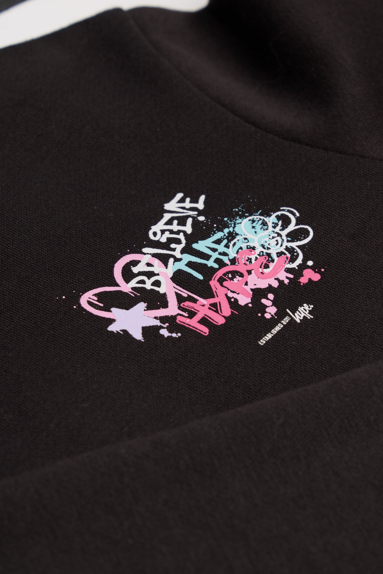 Hype Girls Black Graffiti Cropped Hoodie