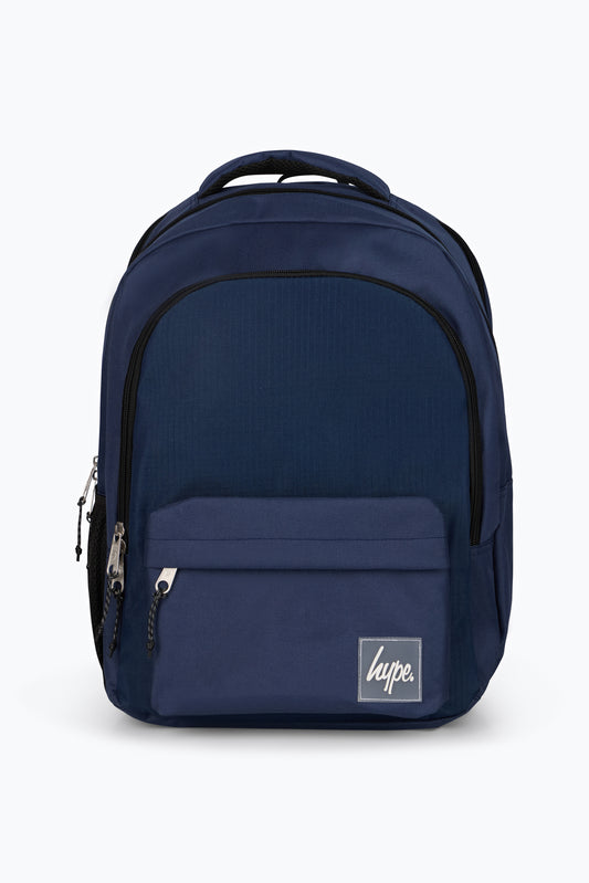 Hype Kids Navy Square Rubber Multi Pocket Backpack