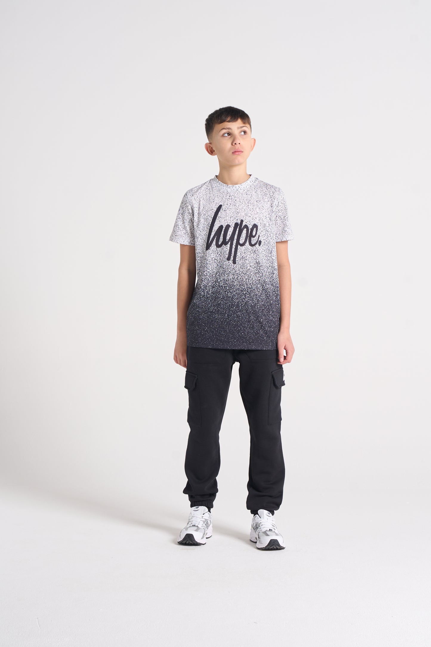Hype Boys Black/White Speckle Fade T-Shirt