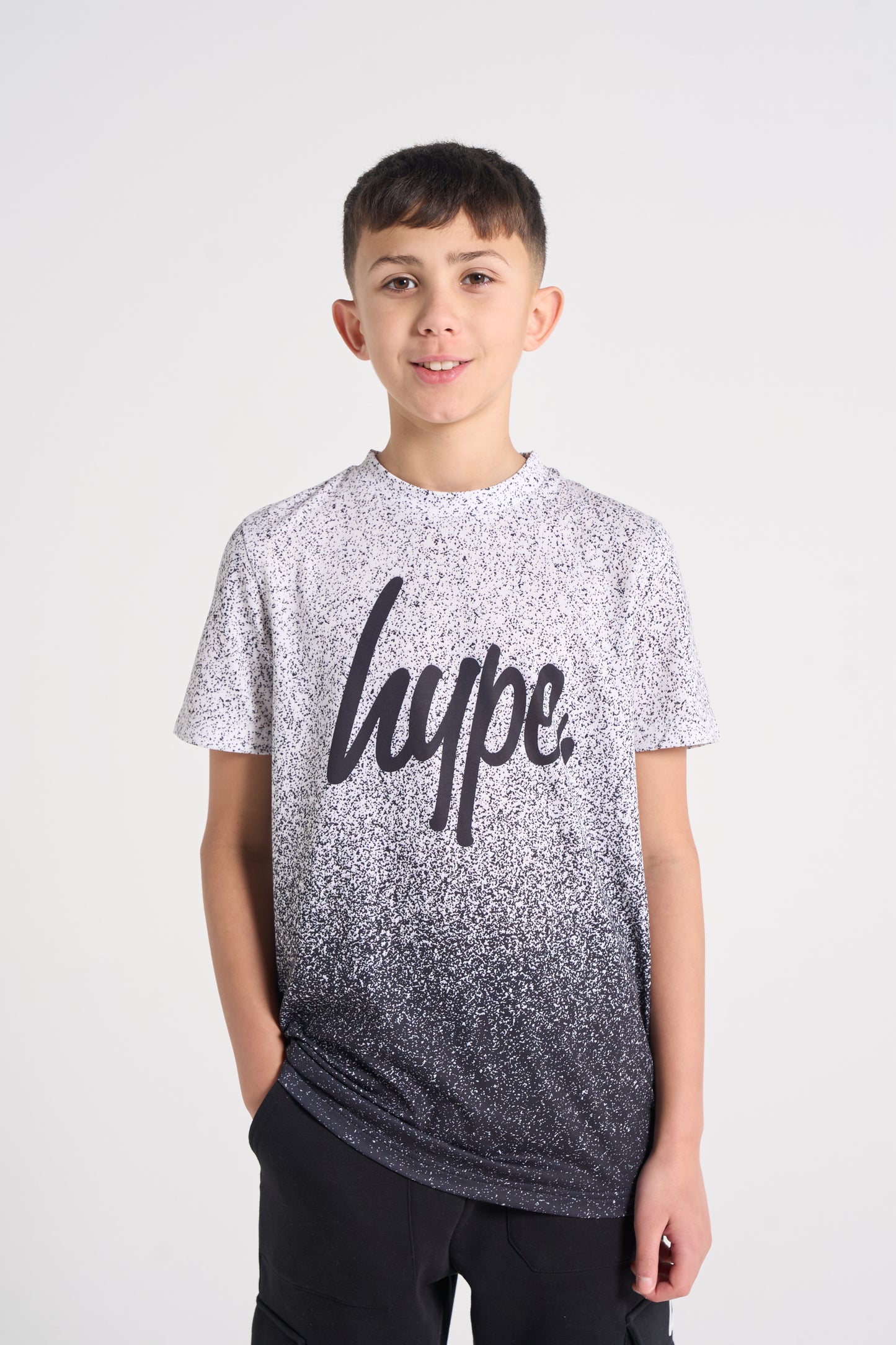 Hype Boys Black/White Speckle Fade T-Shirt