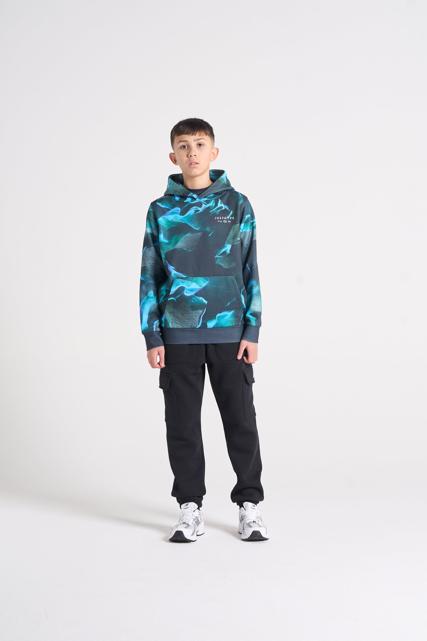 Hype Boys Black/Blue Vapour Hoodie