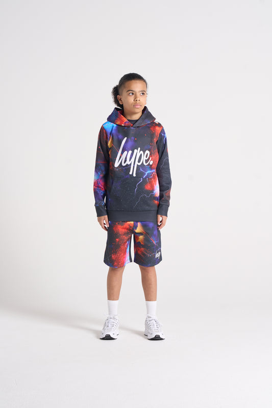 Hype Boys Black Constellation Hoodie & Shorts Set