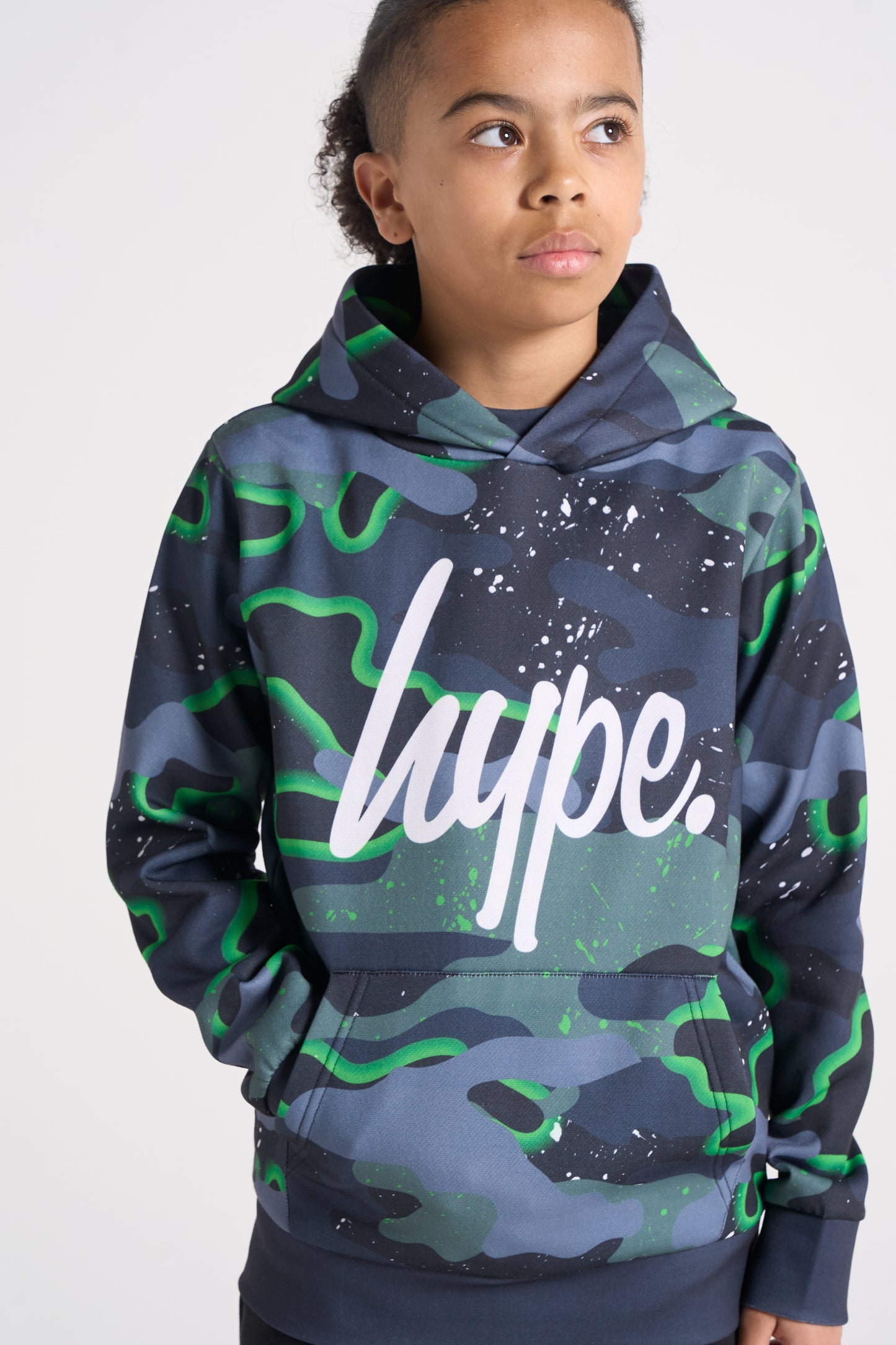 Hype Boys Green Neon Camouflage Hoodie