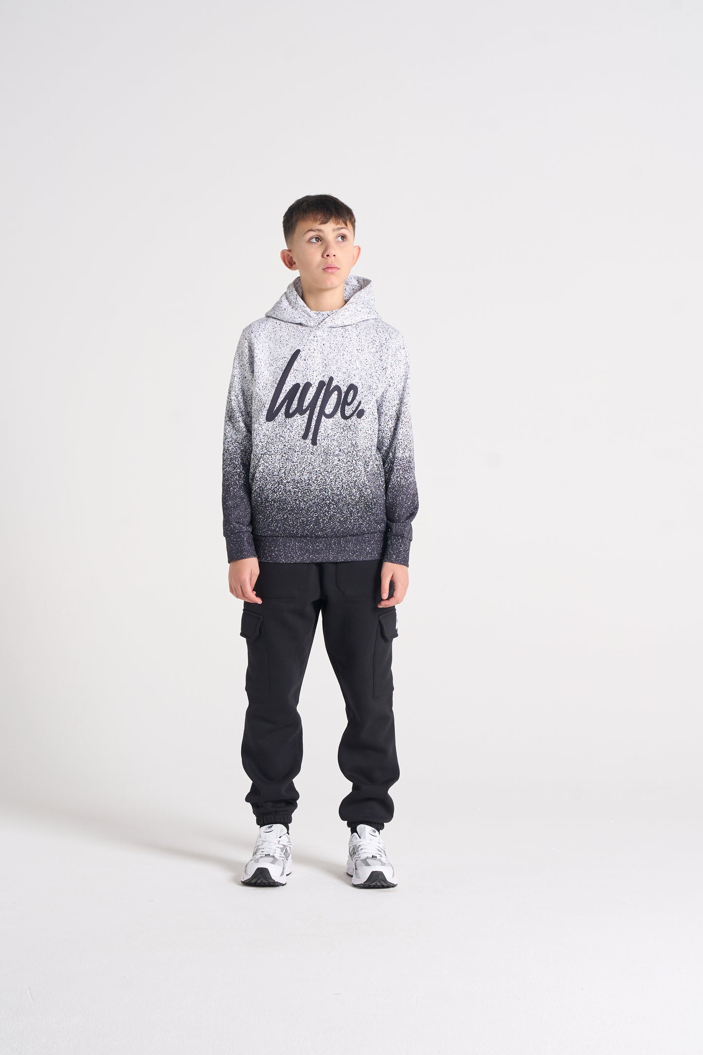 Hype Boys Black/White Speckle Fade Hoodie
