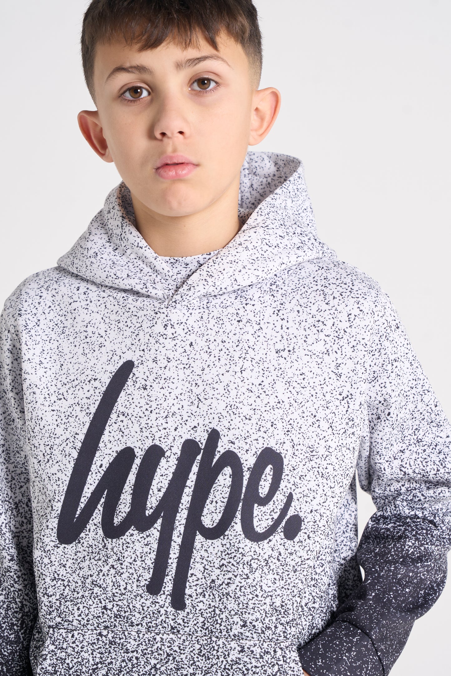 Hype Boys Black/White Speckle Fade Hoodie