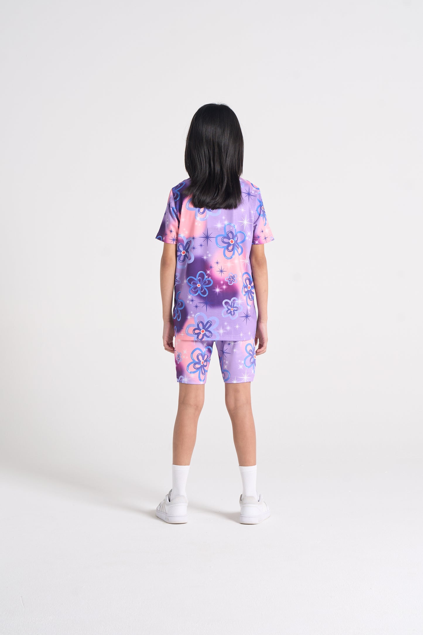 Hype Girls Purple Sparkle Flower Cycling Shorts