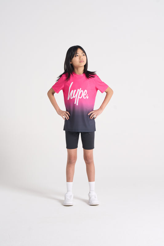 Hype Girls Pink/Black Fade T-Shirt & Shorts Set