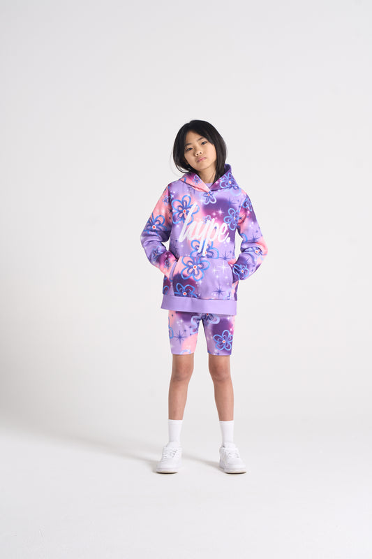 Hype Girls Purple Sparkle Flower Hoodie