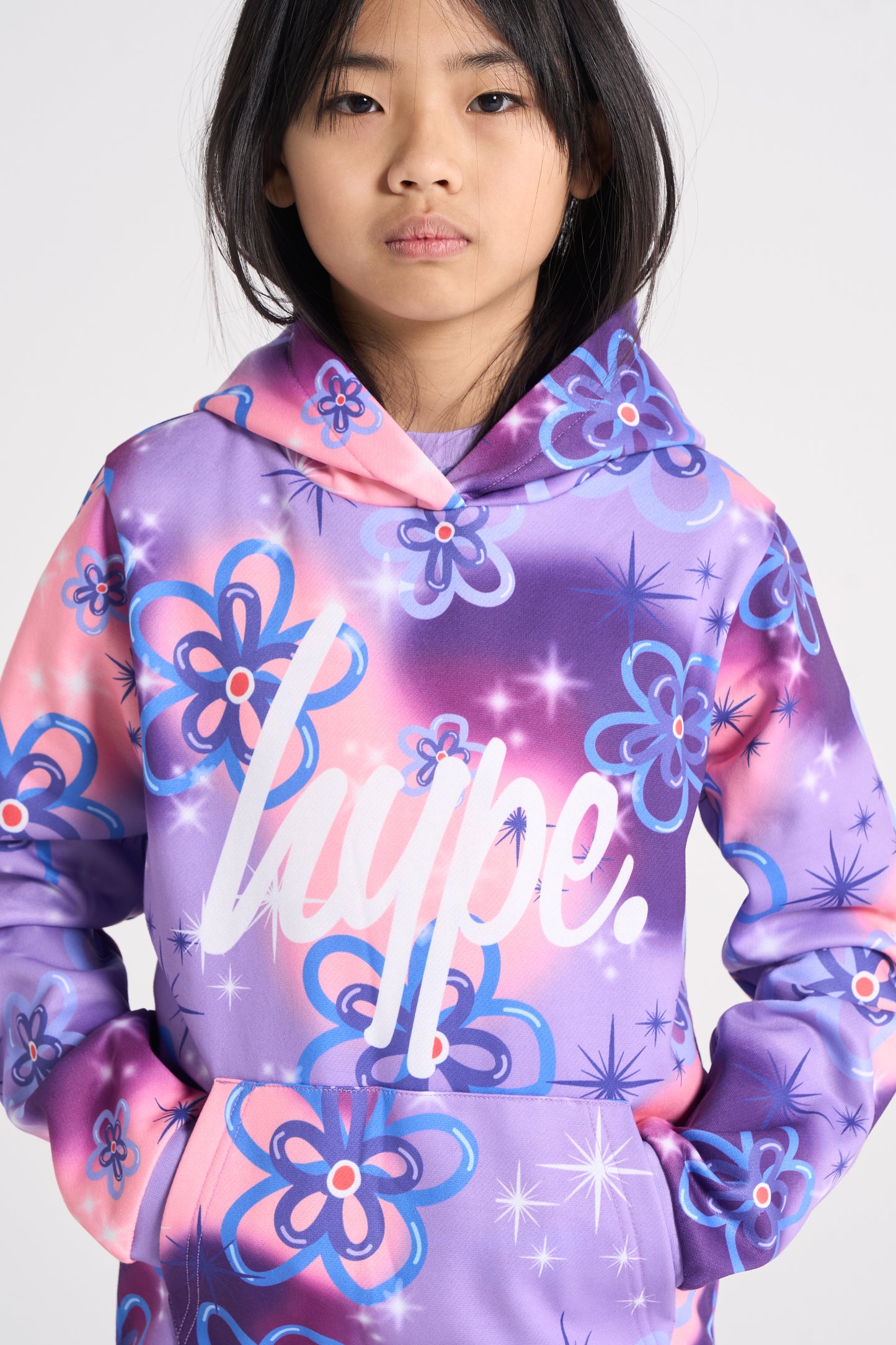 Hype Girls Purple Sparkle Flower Hoodie