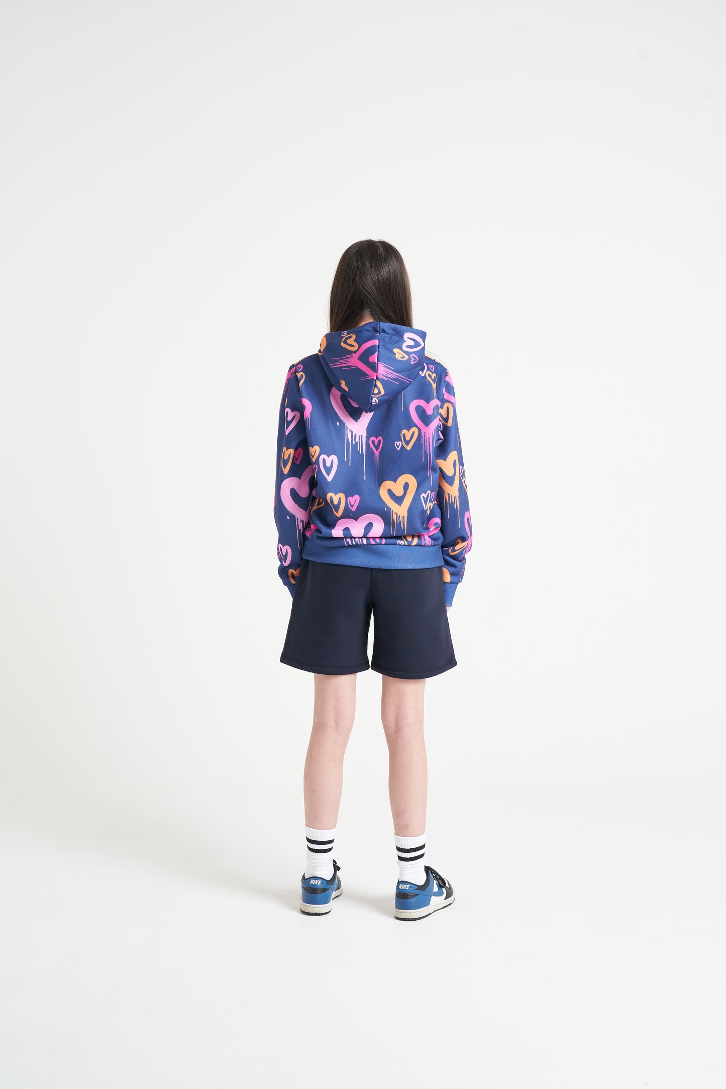Hype Girls Navy Heart Drips Hoodie