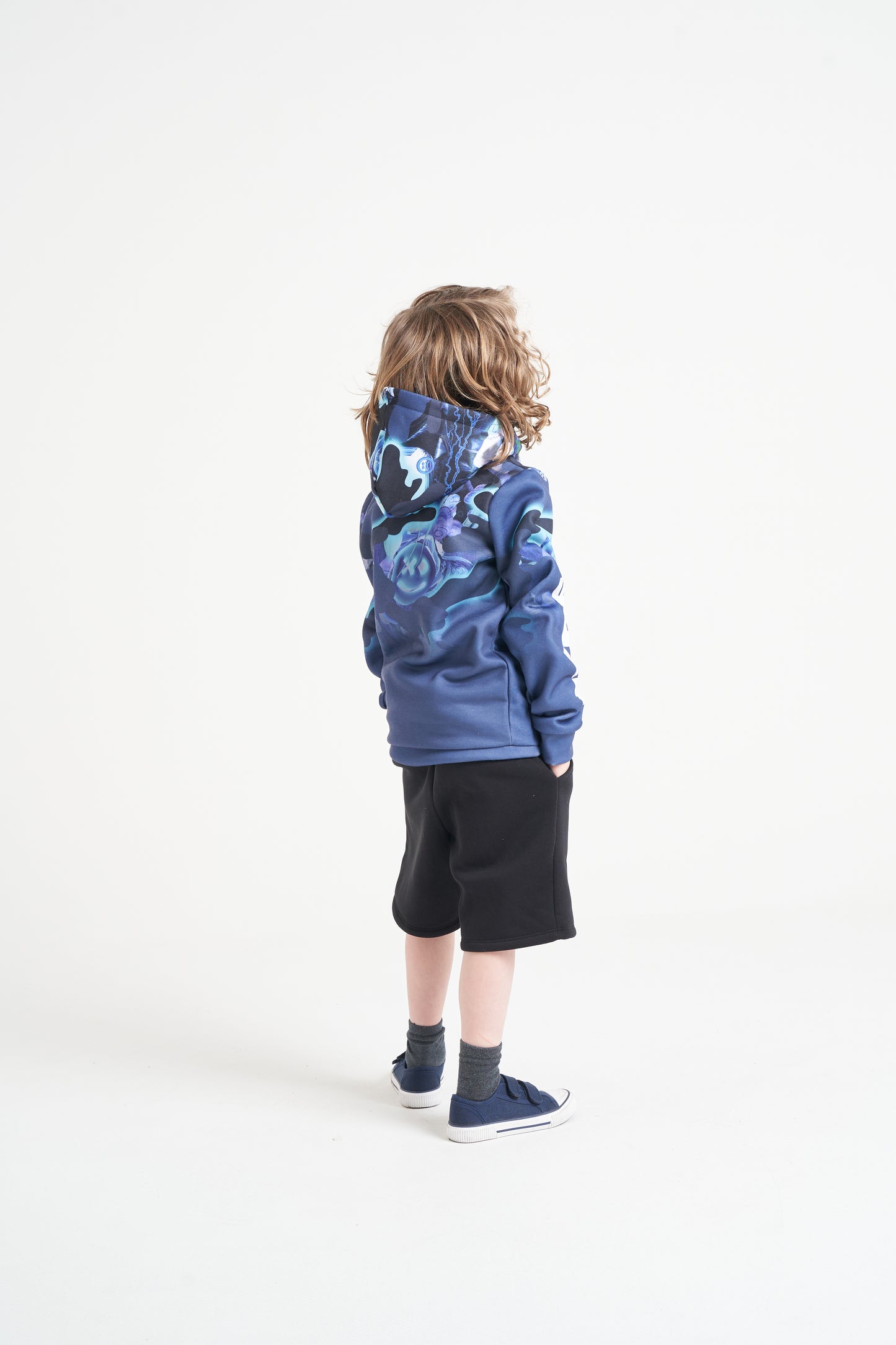 Hype Boys Blue Shark Smile Camo Hoodie