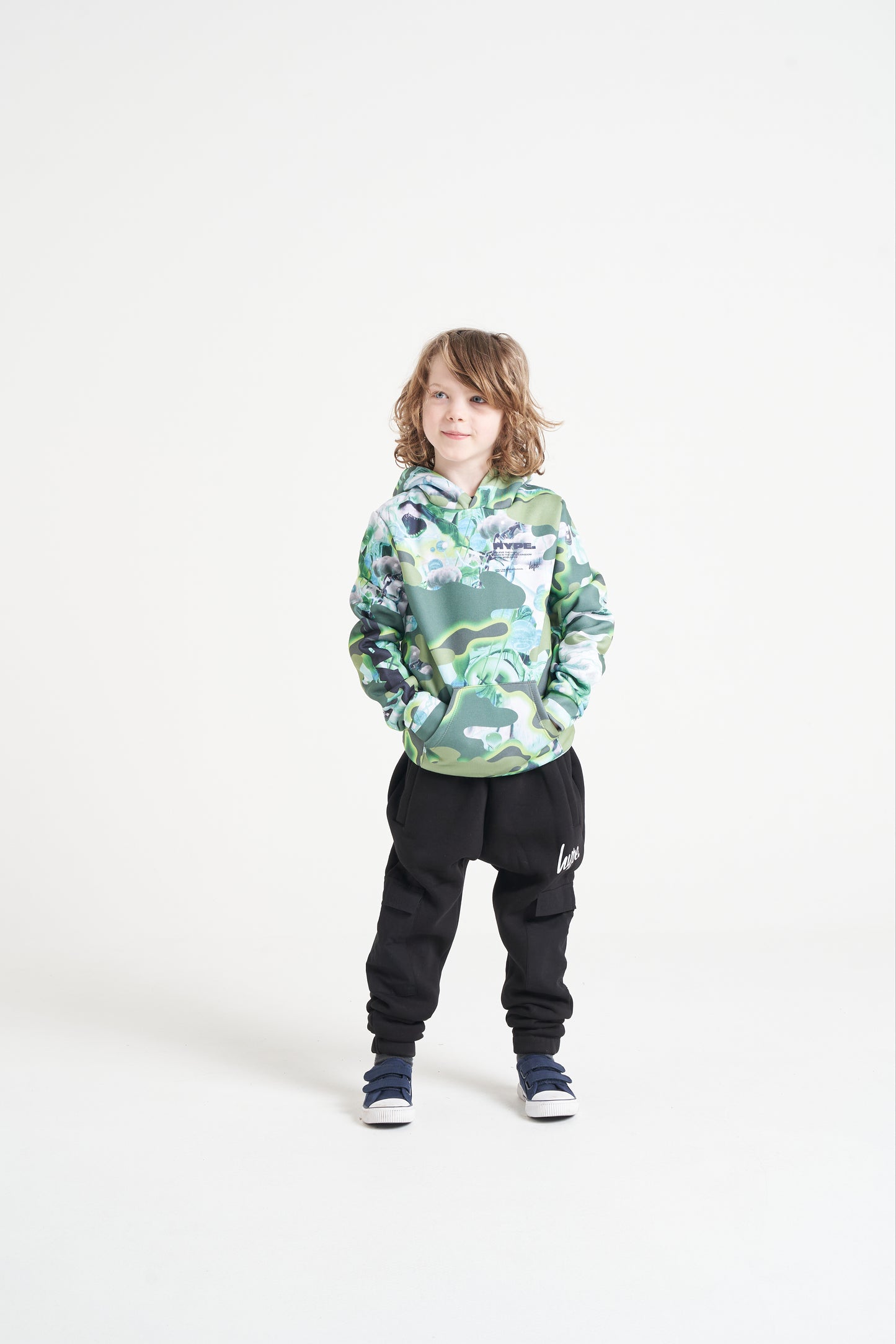 Hype Boys Green Shark Smile Camo Hoodie