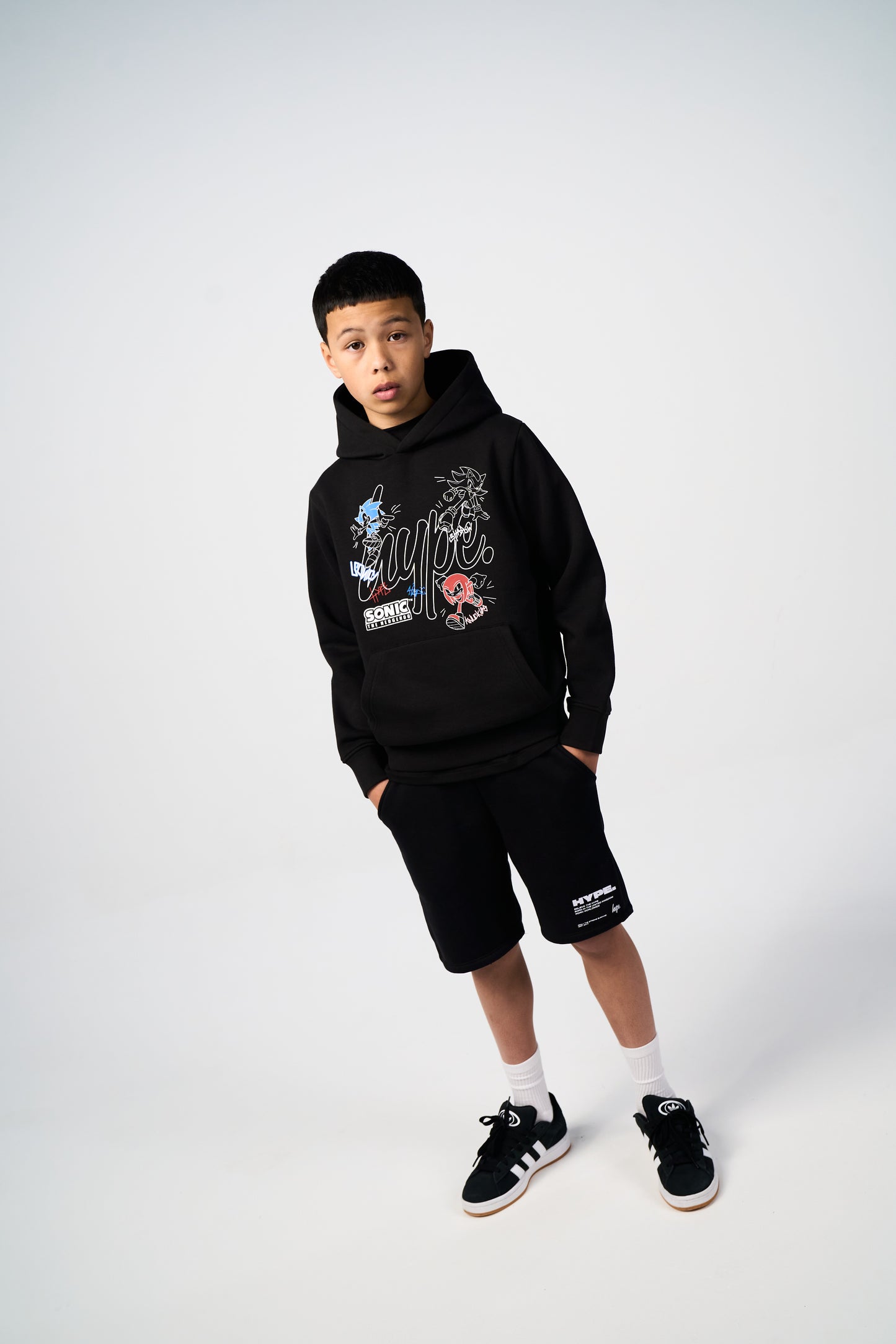 Hype x Sonic The Hedgehog™ Boys Black Sonic Stamp Hoodie