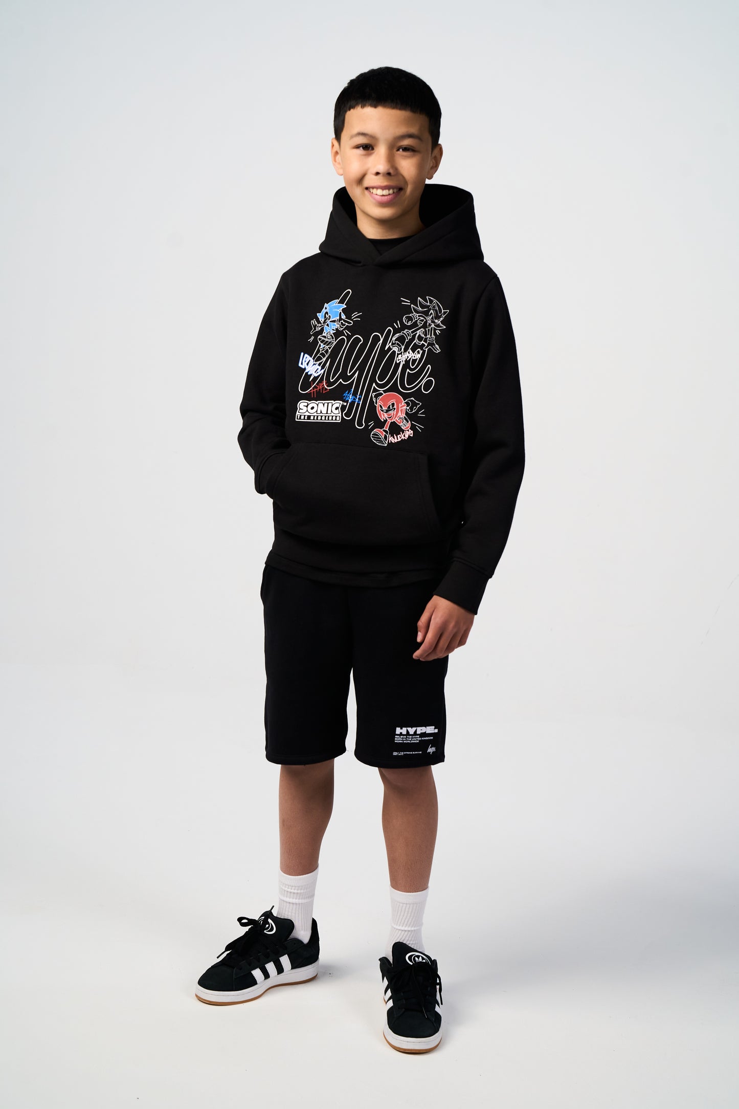 Hype x Sonic The Hedgehog™ Boys Black Sonic Stamp Hoodie