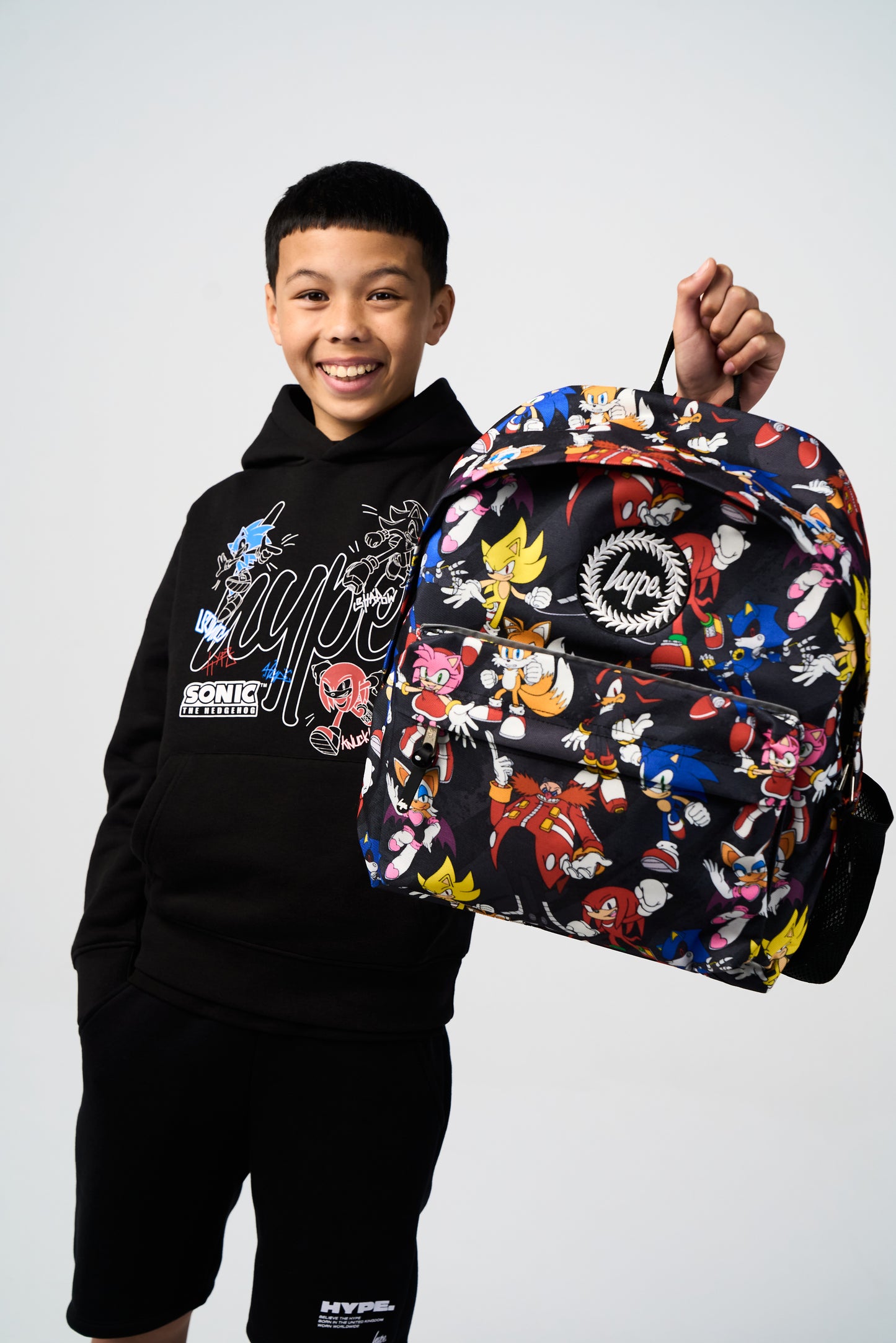 Hype x Sonic The Hedgehog™ Boys Black Sonic Stamp Hoodie