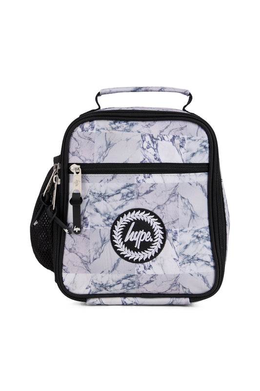 Hype Unisex White Mixed Marble Lunch Bag