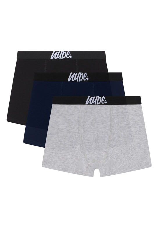 Hype Boys Black/Grey/Navy 3-Pack Boxers