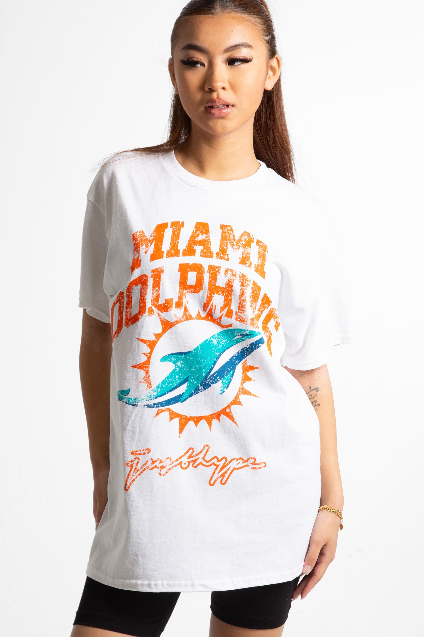 Nfl X Hype Adults White Miami Dolphins T-Shirt