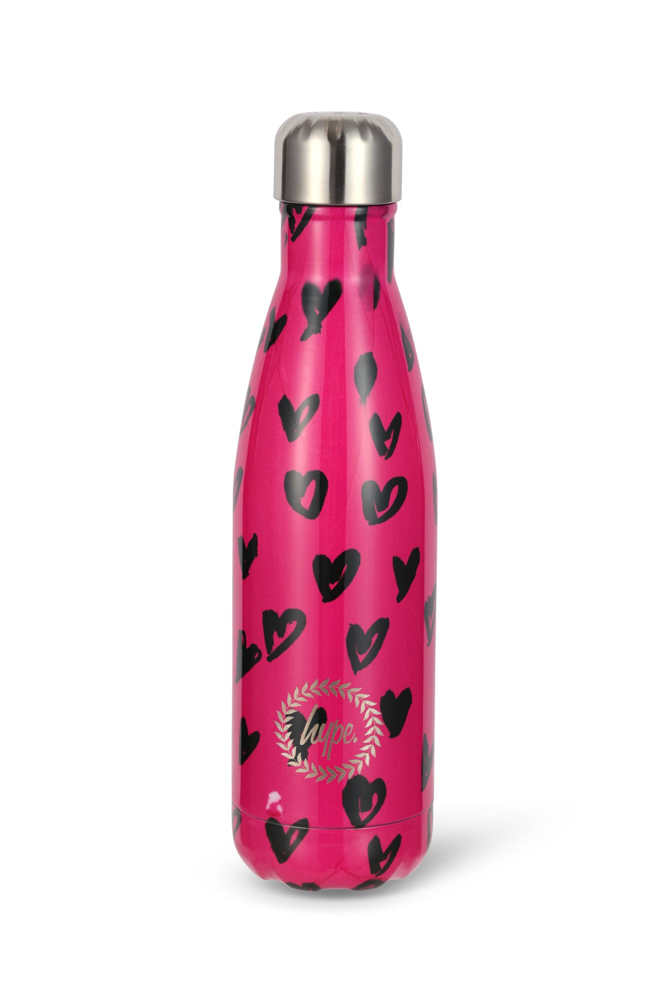 Hype Unisex Pink/Black Scribble Hearts Thermal Water Bottle